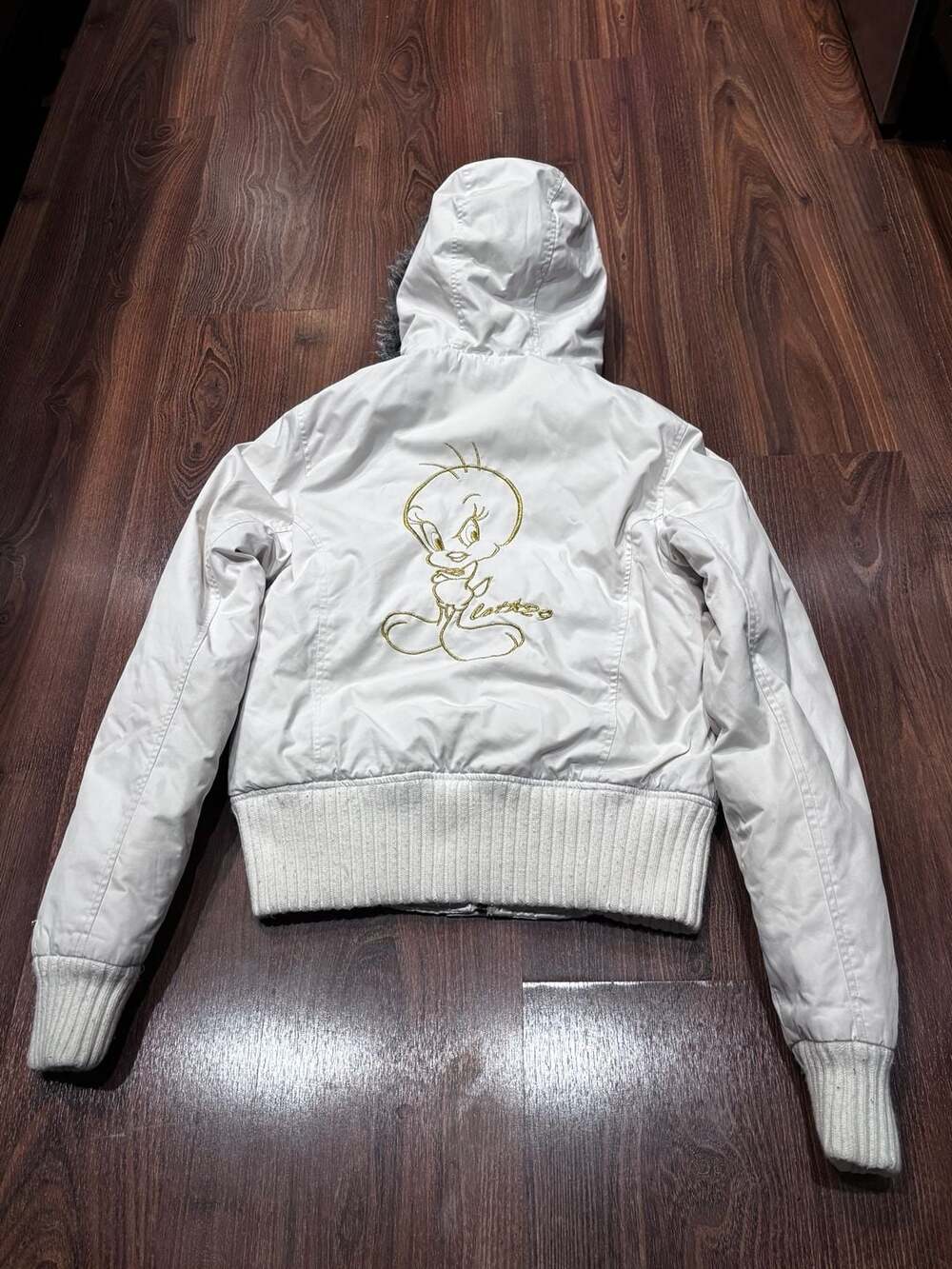 Vntg Lot 29 Looney Tunes Women S Down Tweetie Faux Fur Puffer Jacket